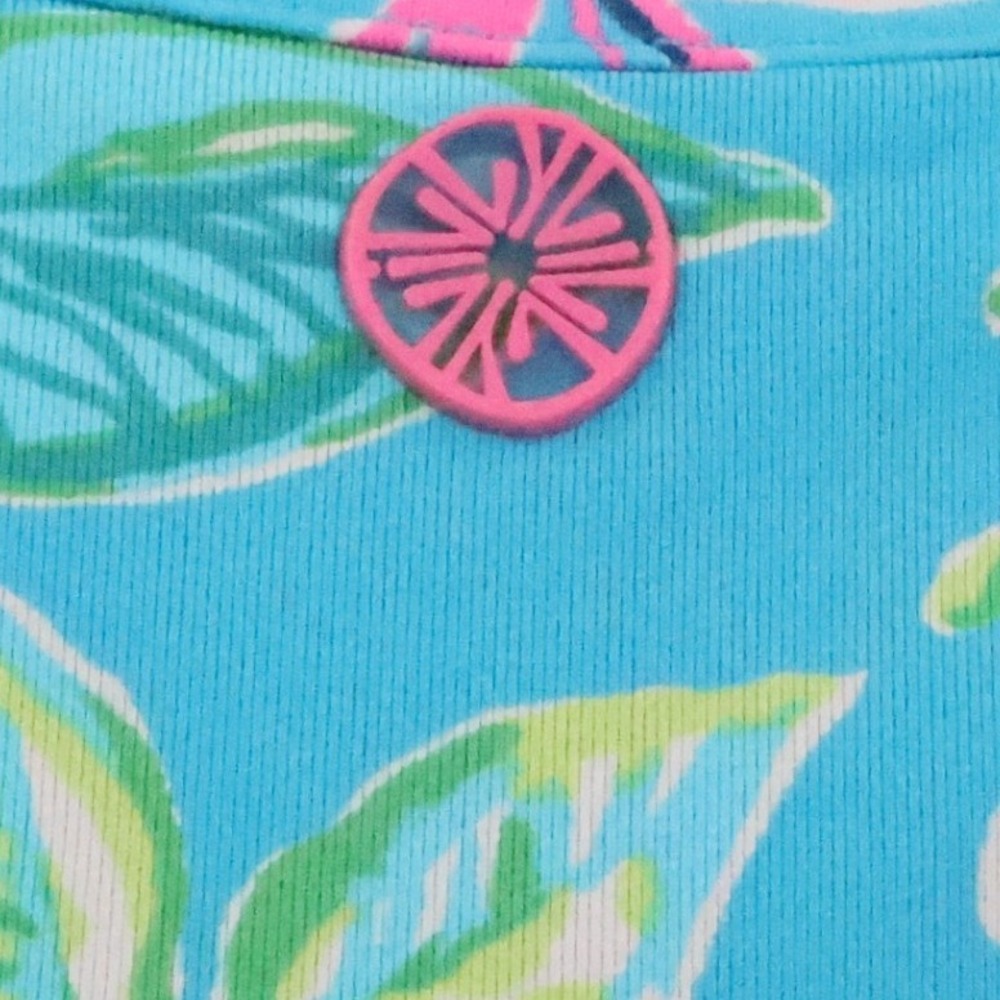 Lilly Pulitzer Luxletic Mina Bra Tank Top Womens Size L Blue Floral Racerback - Picture 6 of 10